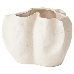 Louise French Country Cream Ceramic Textured Table Vase - 9"