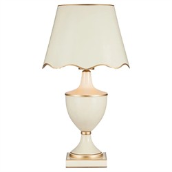 Mariette French Country Cream Scalloped Cordless Table Lamp