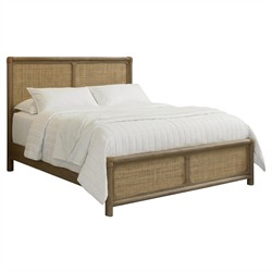 Riona Coastal Beach Woven Rattan Natural Oak Bed - Queen