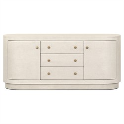Beatrice Modern Classic Cream Painted Linen Oval Media Cabinet - 60"