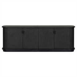 Berlin Modern Classic Black Painted Linen Media Cabinet - 80"