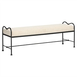 Leona Modern Classic Cream Boucle Black Iron Bedroom Bench