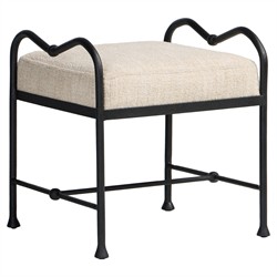 Leona Modern Classic Cream Boucle Black Iron Stool