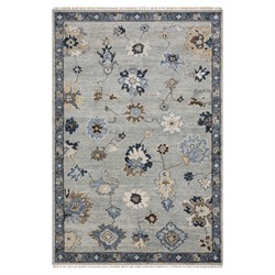 Rowan Updated Traditional Light Blue Wool Oushak Patterned Rug - 6'x9'