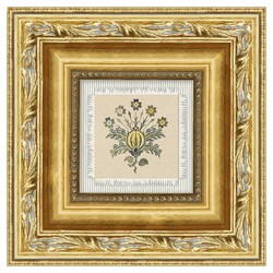 Soleia Updated Traditional Green Floral Gold Frame Illustration - 14x14