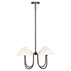 Lisette French Country Bronze Iron Pleated Shade Chandelier