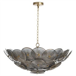 Holly Updated Traditional Smoke Glass Medallions Natural Brass Chandelier