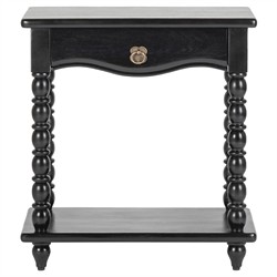 Thomas Updated Traditional Black Acacia Wood Spindle Nightstand