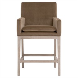 Danielle Modern Classic Brown Velvet Grey Oak Counter Stool