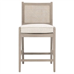 Elias Coastal Beach Cream Performance Woven Cane Counter Stool