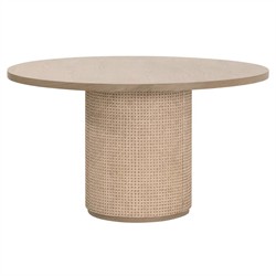 Jameel Coastal Beach Natural Oak Round Dining Table - 54''
