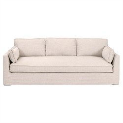 Shomari French Country Cream Performance Slipcovered Outdoor Sofa - 91"