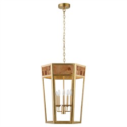 Worlds Away Reynolds Modern Classic Burl Gold Metal Hexagon Pendant