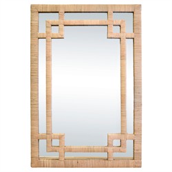 Worlds Away Geneva Coastal Greek Key Natural Rattan Wall Mirror