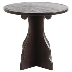 Gonzalo Updated Traditional Black Mango Wood Pedestal Round Side Table