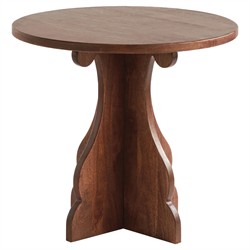 Gonzalo Updated Traditional Brown Mango Wood Pedestal Round Side Table