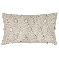 Jero Coastal Beach Beige Lattice Indoor Outdoor Lumbar Pillow - 12x20