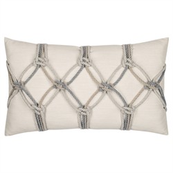 Keaton Coastal Beige Rope Indoor Outdoor Lumbar Pillow - 12x20
