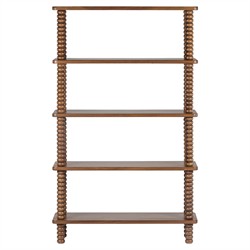 Tobi Updated Traditional Brown Acacia Wood Spindle Bookcase