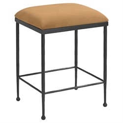 Upton Updated Traditional Camel Upholstered Black Iron Counter Stool