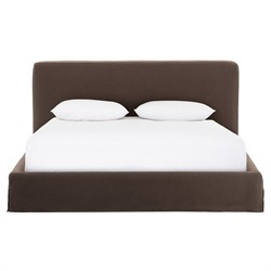 Linus Rustic Lodge Dark Brown Slipcovered Bed - Queen