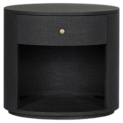 Beatrice Modern Classic Black Painted Linen 1 Drawer Nightstand