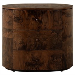Raisa Walnut Burl Oval Nightstand