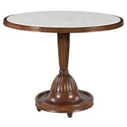 Tyson Updated Traditional White Marble Montserrat Wood Dining Table  - 40"