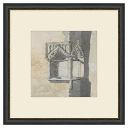 Lucien Old World Grey Architecture Black Frame Illustration - 22x22