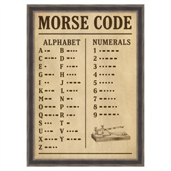 Brenn Rustic Brown Morse Code Vintage Illustration - 44x32