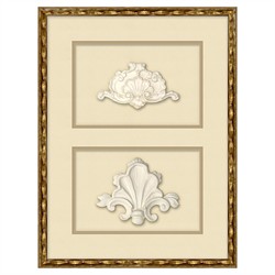 Camille Traditional White Intaglio Gold Frame Mixed Media 1 - 21x16