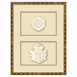 Camille Traditional White Intaglio Gold Frame Mixed Media 6 - 21x16