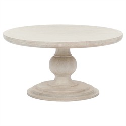 Beatrix Updated Traditional White Washed Mango Wood Round Coffee Table