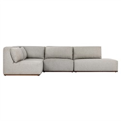 Adler Grey Performance Brown Teak 4 Piece Outdoor Sectional - Left Chaise - 139"