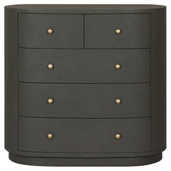 Beatrice Modern Classic Dark Green Painted Linen Oval Tall Chest