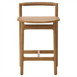 Blaise Coastal Beach Brown Teak Outdoor Counter Stool