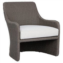 Heather Coastal Beach Vintage Taupe Woven Outdoor Lounge Chair