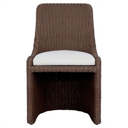 Heather Coastal Beach Brown Woven Outdoor Dining Chair