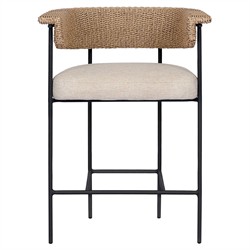 Penelope Coastal Beach Brown Woven Outdoor Counter Stool