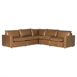 Kosa Modern Classic Brown Leather Reclining Corner Sectional - 117"
