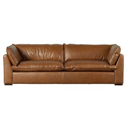 Kosa Modern Classic Brown Leather Reclining Sofa - 108"