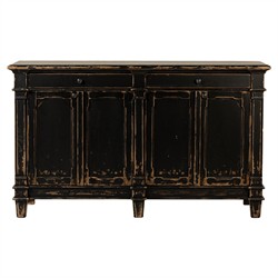 Marjorie French Country Distressed Black Pine Media Cabinet - 66"