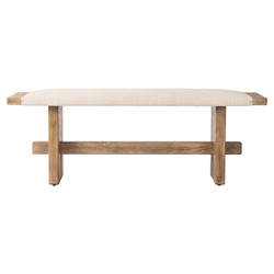 Poe Coastal Beach Cream Performance Distressed Oak Bedroom Bench