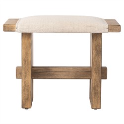 Poe Coastal Beach Cream Performance Distressed Oak Rectangular Stool