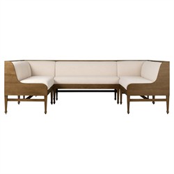 Priscilla Updated Traditional Cream Crypton Brown Oak U-Shape Dining Banquette - 101"