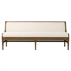 Priscilla Updated Traditional Cream Crypton Brown Oak Dining Bench - 74"