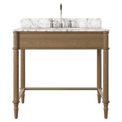 Tacorey Updated Traditional White Marble Washed Oak Washstand