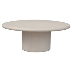 Zavier Modern Classic Cream Concrete Round Outdoor Coffee Table