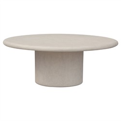 Zavier Modern Classic Cream Concrete Oval Outdoor Dining Table - 78"