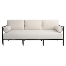 Yarrow Updated Traditional Cream Performance Black Aluminum Outdoor Sofa - 80"